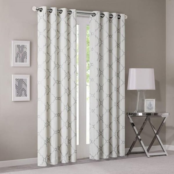 Madison Park Madison Park MP40-2397 Saratoga Fretwork Print Window Curtain - Ivory; 95 in. MP40-2397 - main